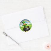 Leprechaun St. Patrick's Pot of Gold Rainbow Ronde Sticker (Envelop)