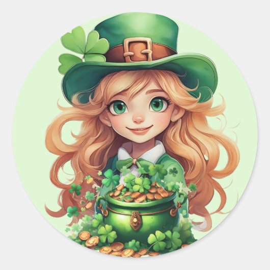 Leprechaun-sticker Ronde Sticker (Voorkant)