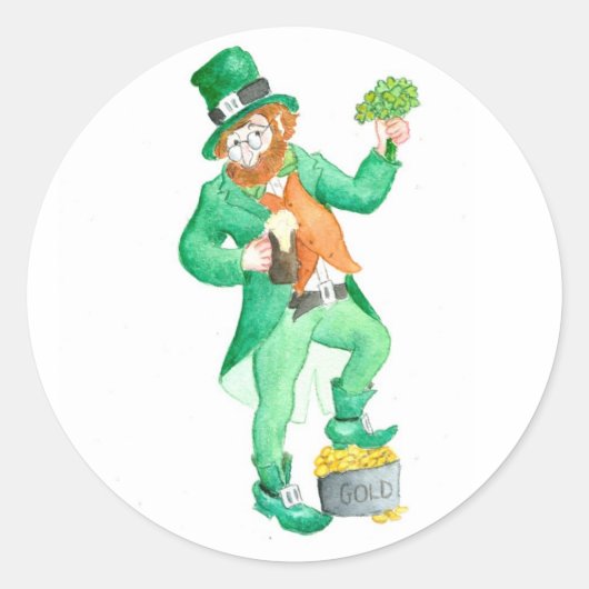 Leprechaun-Stickers Ronde Sticker (Voorkant)