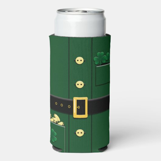 Leprechaun Suit St Patricks Day 12oz Slim Seltzer Blikjeskoeler (Seltzer Achterkant)