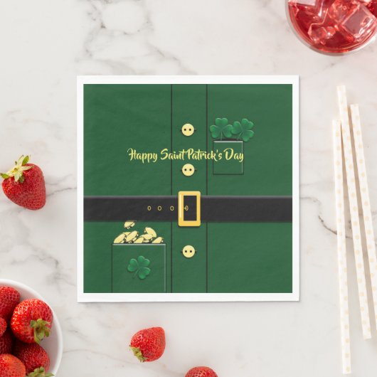 Leprechaun Suit St Patricks Day Party P Napkin Servetten (Insitu)
