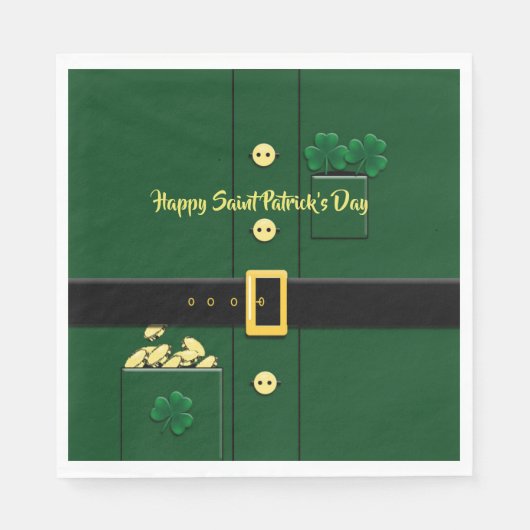 Leprechaun Suit St Patricks Day Party P Napkin Servetten (Voorkant)