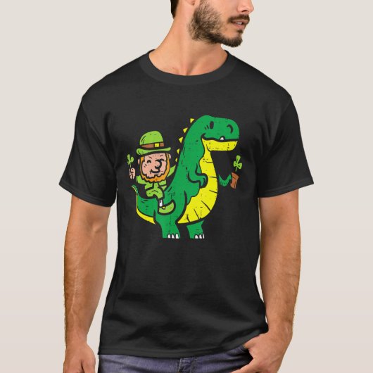 Leprechaun T Rex Dinosaur Shamrock St Patrick Day T-shirt (Voorkant)