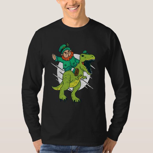 Leprechaun T-Rex Irish Shamrock Dinosaur St Patric T-shirt (Voorkant)