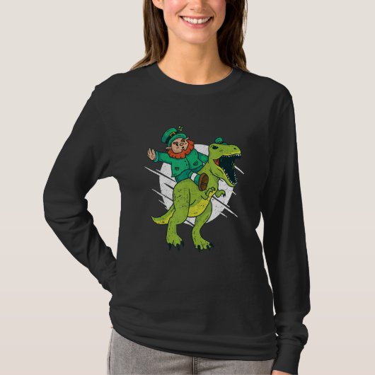 Leprechaun T-Rex Irish Shamrock Dinosaur St Patric T-shirt (Voorkant)
