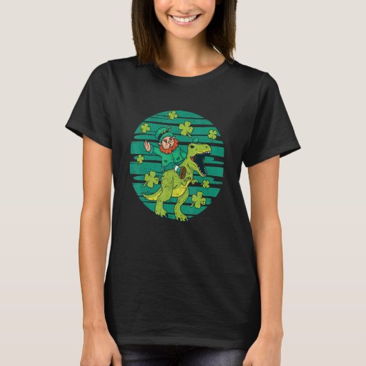 Leprechaun T-Rex Irish Shamrock Dinosaur St Patric T-shirt (Voorkant)