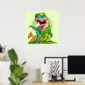 Leprechaun T-Rex St. Patrick's Day Poster (Thuiskantoor)