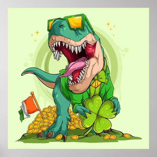 Leprechaun T-Rex St. Patrick's Day Poster (Voorkant)