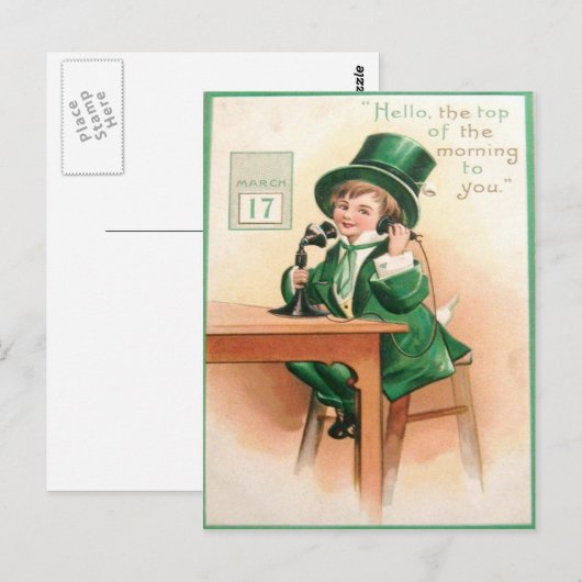 Leprechaun Telefoon St Patrick's Day Kaart (Voorkant / Achterkant)