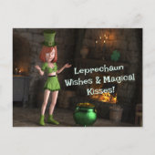 Leprechaun Toon Meisje naast de pot met goud Briefkaart (Voorkant)
