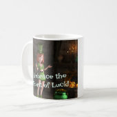 Leprechaun Toon Meisje naast de pot met goud Koffiemok (Voorkant links)