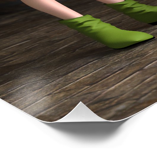 Leprechaun Toon Meisje naast de pot met goud Perfect Poster (Hoek)