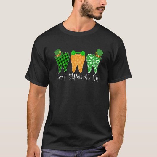 Leprechaun Tooth Shamrock St Patrick Day Dentist D T-shirt (Voorkant)
