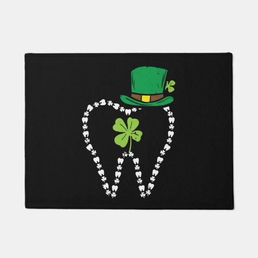 Leprechaun Tooth Shamrock St Patrick Day Dentist Deurmat (Voorkant)