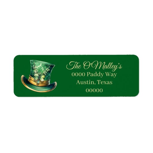 Leprechaun Top Hat with Shamrock Etiket (Voorkant)