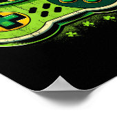 Leprechaun videogame-controller St. Paddys gamer  Poster (Hoek)