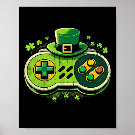 Leprechaun videogame-controller St. Paddys gamer  Poster (Voorkant)