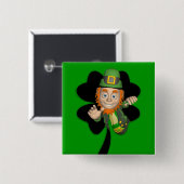 Leprechaun Vierkante Button 5,1 Cm (Voorkant /achterkant)