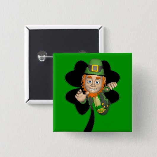 Leprechaun Vierkante Button 5,1 Cm (Voorkant /achterkant)