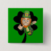 Leprechaun Vierkante Button 5,1 Cm (Voorkant)
