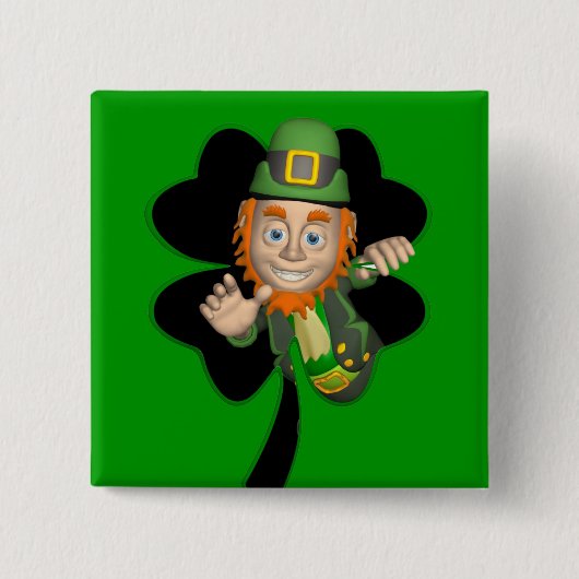 Leprechaun Vierkante Button 5,1 Cm (Voorkant)