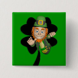 Leprechaun Vierkante Button 5,1 Cm