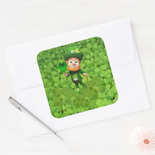 Leprechaun Vierkante Sticker (Envelop)