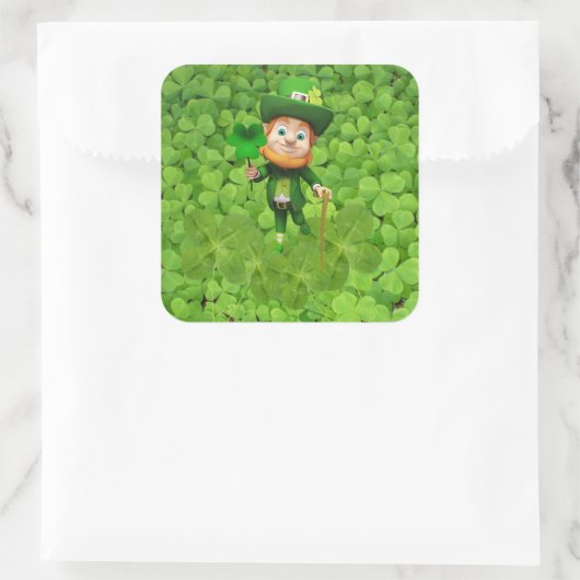 Leprechaun Vierkante Sticker (Tas)