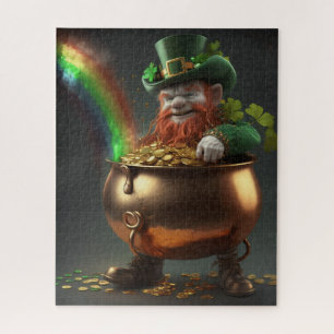 Leprechaun vindt goudkorst onder regenboog legpuzzel