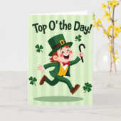 Leprechaun Vreugde Illustratiekaart Kaart (Gele Bloem)
