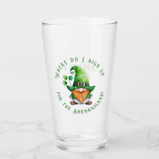 Leprechaun-Waar kan ik me aanmelden voor de Shenan Glas (Voorkant)