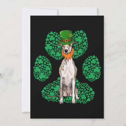 Leprechaun Whippet St Patricks Day Shamrock Paw Feestdagenkaart (Voorkant)