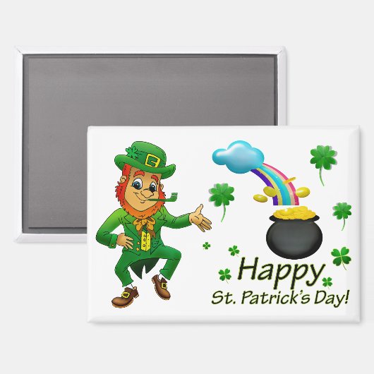 Leprechaun With Rainbow Magnet (Voorkant / Achterkant)
