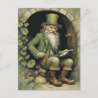 Leprechaun with Shamrocks Briefkaart