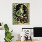 Leprechaun with Shamrocks  Poster (Thuiskantoor)