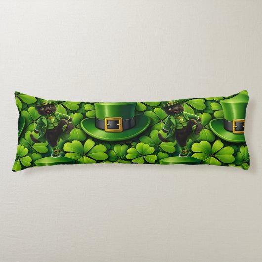 Leprechaun zwarte kat St. Patrick's Day lendenkuss Lichaamskussen (Voorkant)