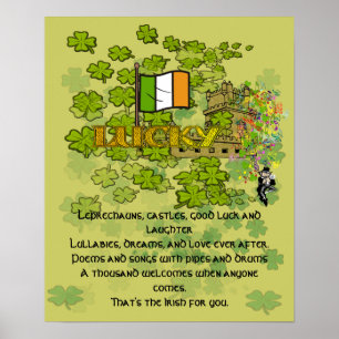 Leprechauns, Castles, Good Luck en Laughter Poster