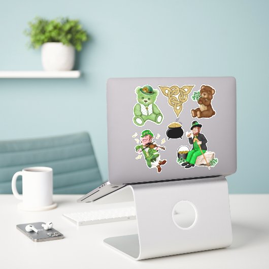 Leprechauns en Beren Irish Vinyl Set Sticker (Laptop op bureau)