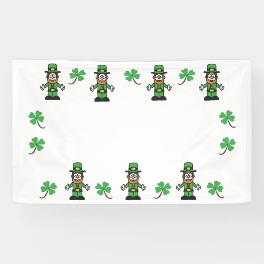 Leprechauns en Shamrocks Spandoek (Horizontaal)
