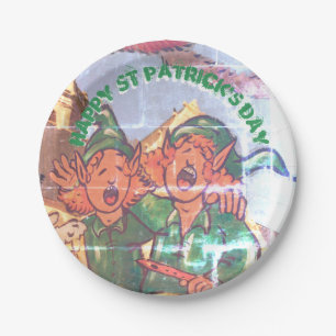 Leprechauns Gedecormeerd Venster St Patrick Paper Papieren Bordje