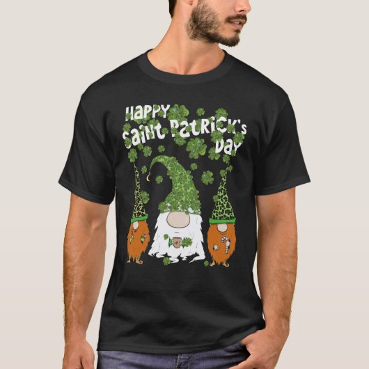 Leprechauns Leopard Shamrock Happy St Patricks Day T-shirt (Voorkant)