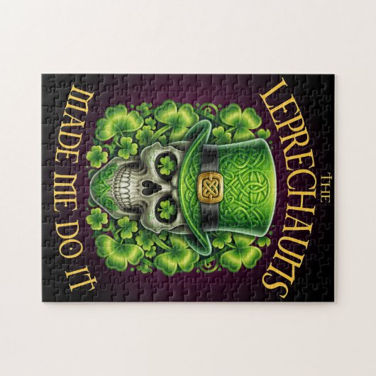 Leprechauns Made Me Do It Skull St Patrics Day Legpuzzel (Horizontaal)