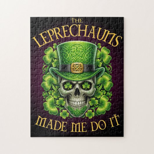 Leprechauns Made Me Do It Skull St Patrics Day Legpuzzel (Verticaal)