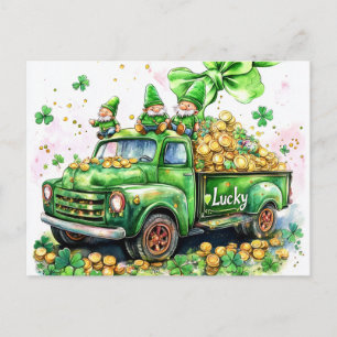 Leprechauns op vrachtwagen vol goud Klaverbladeren Briefkaart