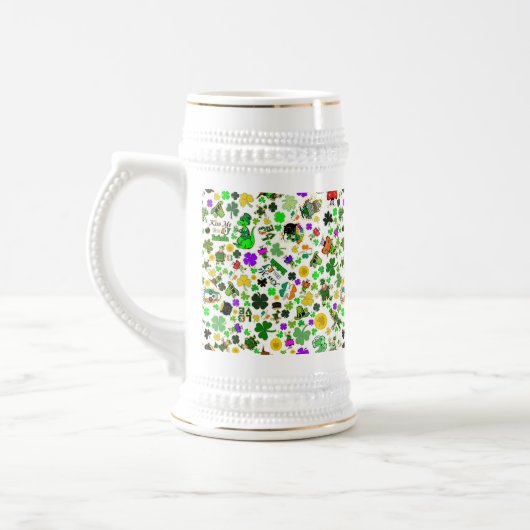 Leprechauns Shamrocks Gold Mushrooms Kiss Me Iers Bierpul (Links)