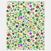 Leprechauns Shamrocks Gold Mushrooms Kiss Me Iers Fleece Deken (Voorkant)