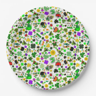 Leprechauns Shamrocks Gold Mushrooms Kiss Me Iers Papieren Bordje