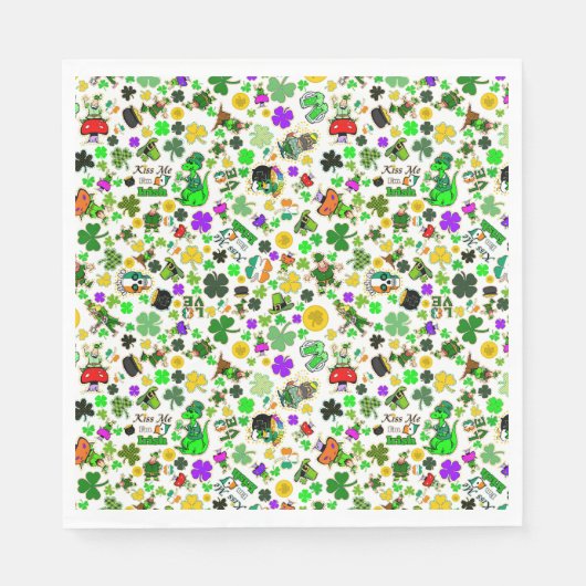 Leprechauns Shamrocks Gold Mushrooms Kiss Me Iers Servet (Voorkant)