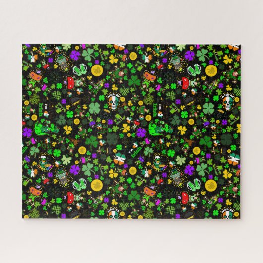 Leprechauns Shamrocks Gouden Munten Klavers Padden Legpuzzel (Horizontaal)