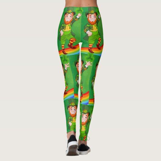 Leprechauns & Shamrocks St Patrick's Day Rainbow Leggings (Achterkant)